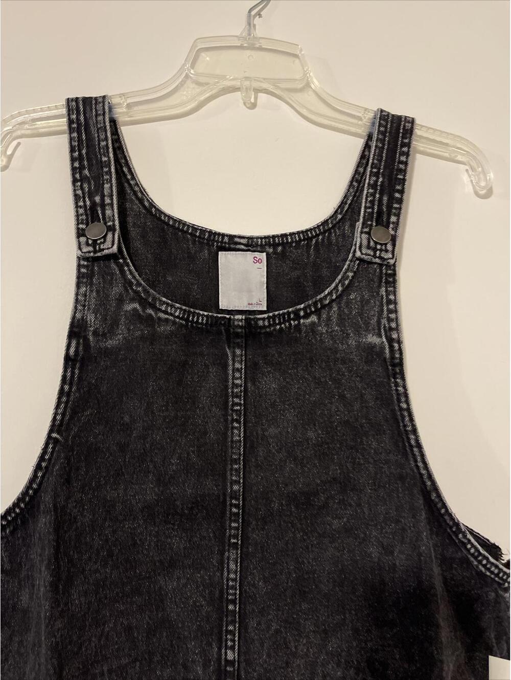 SO Womens Large Black Washed Cotton Jumper With Pockets & Frayed Hem NWT! A2999 - Picture 4 of 5